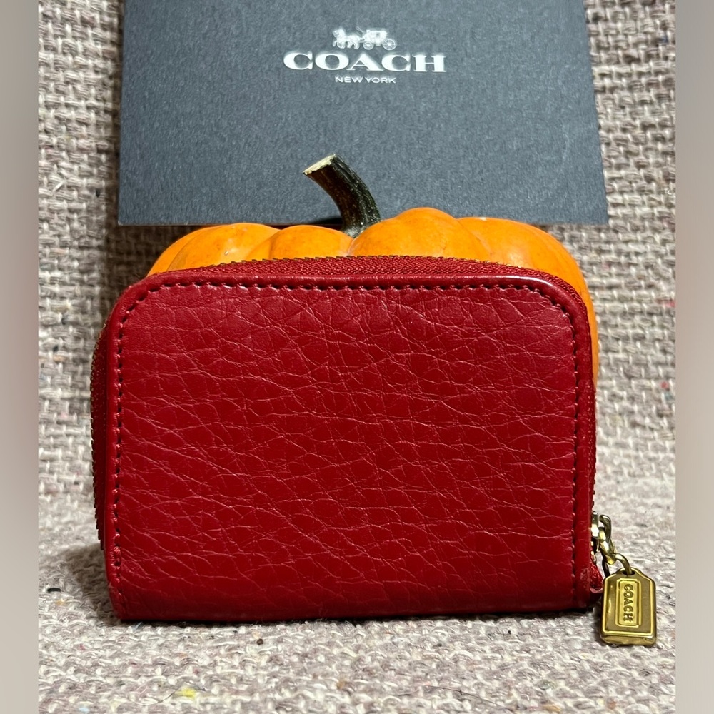 VINTAGE COACH SONOMA RED PEBBLE LEATHER SMALL ZIP AROUND COIN CASE PURSE 4978